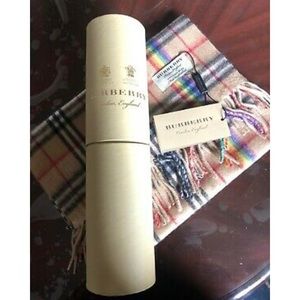 Burberry 100% Cashmere Rainbow Stripe Scarf